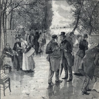 The Book-Walk on the Banks of the Quays in Paris. Engraving in Le Petit Parisien on 30/10/1892. Private Collection by Anonymous Anonymous