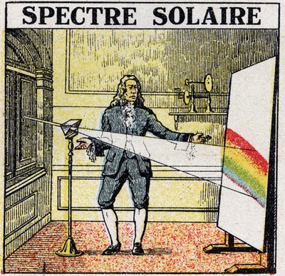 The Colours: Solar Spectrum Studied by Isaac Newton (1642-1727). Anonymous Illustration from 1925. Private Collection by Anonymous Anonymous