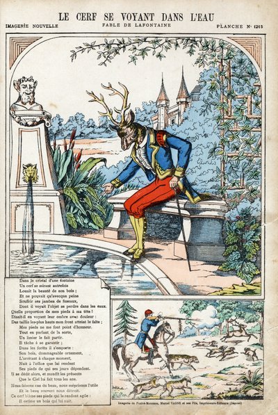The Deer Seeing Themselves in the Water. Anonymous Illustration for 