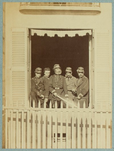 The general staff of Place Vendome during the Commune, c.1871 (b/w photo) by Anonymous Anonymous