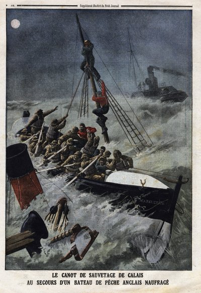 The Lifeboat of Calais Rescuing an English Fishing Boat - Engraving in 