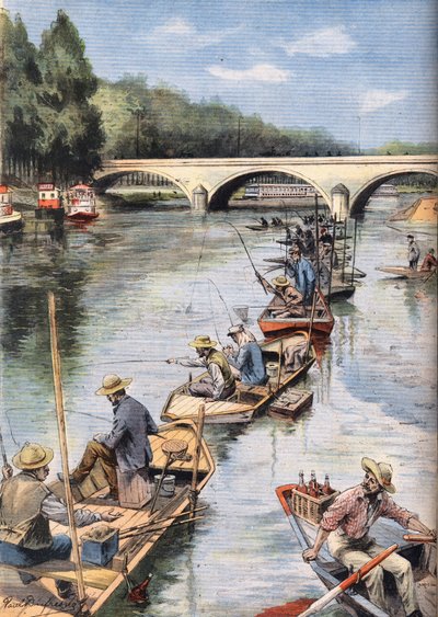 The opening of the fishing. Engraving from the newspaper Le Petit Parisien, on 21/06/1908. Private collection. by Anonymous Anonymous