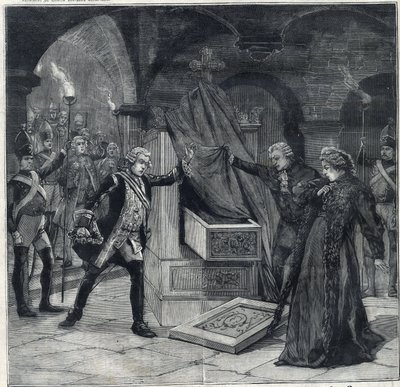 The stage of cellars in the play "Catherine of Russia" at the theatre of Cathelet Paul Ginisty and Charles Samson. Engraving in "Le Petit Parisien" by Anonymous Anonymous