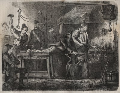 The transfer to the Toulon Bagne in the 19th century. Engraving in 