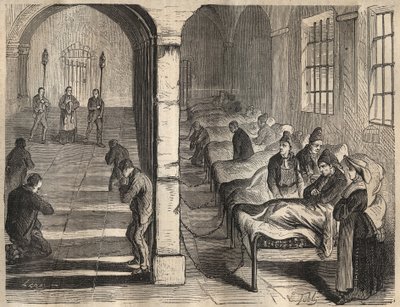 The viatica at the Toulon bagne in the 19th century. Engraving in 