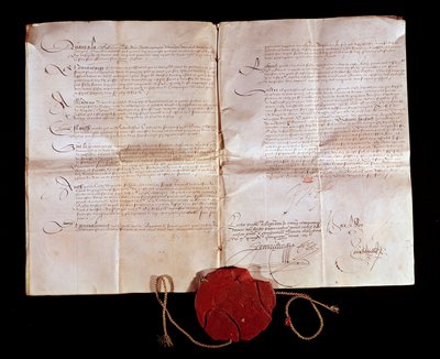 Treaty of Cateau Cambresis between Henry II and Philip II of Spain on 3/04/1559. France returns its Italian territories to Spain. This trade ended the Italian wars. Paris, National Archives by Anonymous Anonymous