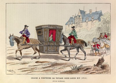 Sedan chair carried by horses during the reign of King Louis XIV of France by Anonymous Anonymous