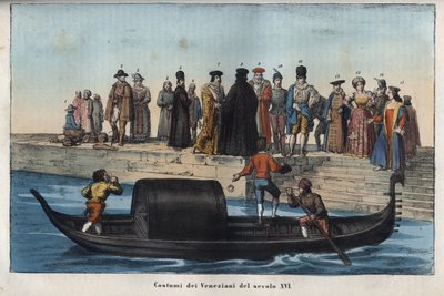 Venetian Costumes of the Sixteenth Century - Engraving from 