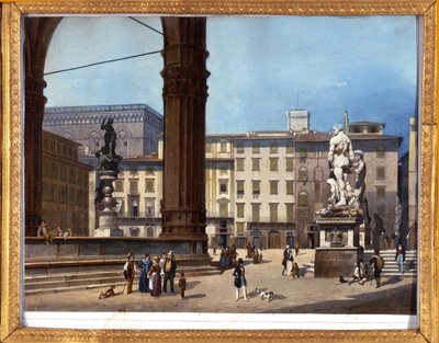 View of the Loggia dei Lanzi on Piazza della Signoria in Florence by Anonymous Anonymous
