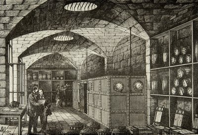Wineries of the Treasure of the Banque de France in the 19th Century, Engraving, Private Collection by Anonymous Anonymous
