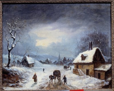 Winter landscape. A carriage on a snow-covered road by Anonymous Anonymous