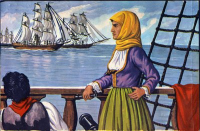 Representation of the heroine of the Greek Independence Bubulina Laskarina after a poster. by Anonymous Anonymous