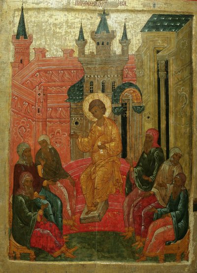 Christ among the Doctors, 15th Century by Anonymous Russian icon painter