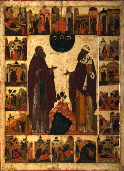 Saint Cyril of White Lake and Saint Cyril of Alexandria by Anonymous Russian icon painter