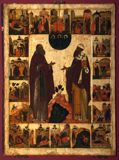 Saint Cyril of White Lake and Saint Cyril of Alexandria by Anonymous Russian icon painter