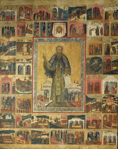 Saint Cyril of White Lake with Scenes from His Life by Anonymous Russian icon painter