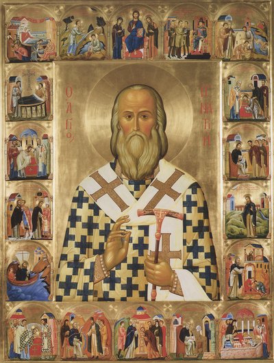 Saint Ignatius Brianchaninov with Scenes from His Life by Anonymous Russian icon painter