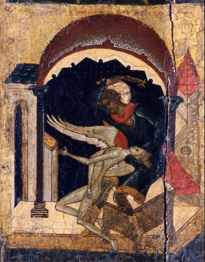 Saint Nicetas Vanquishing Satan (detail) by Anonymous Russian icon painter