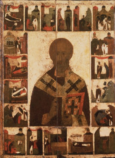 Saint Nicholas with Scenes from His Life, 14th Century by Anonymous Russian icon painter