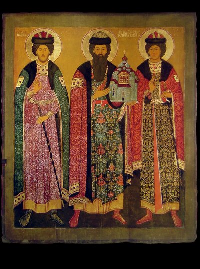 Saint Vsevolod Mstislavich, Prince of Pskov with Saints Boris and Gleb by Anonymous Russian icon painter