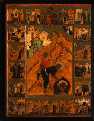 The Beheading of Saint John the Baptist with the Feodorovskaya Mother of God by Anonymous Russian icon painter