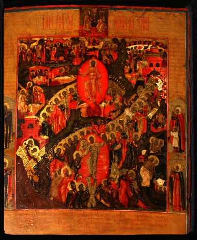The Descent into Hell, with Selected Saints by Anonymous Russian icon painter