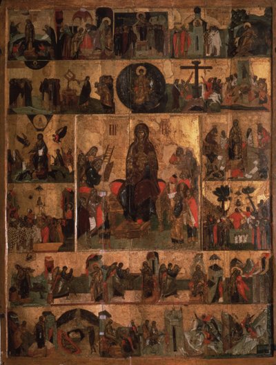 The Glorification of the Virgin Akathist Hymn to the Most Holy Theotokos, 14th century by Anonymous Russian icon painter