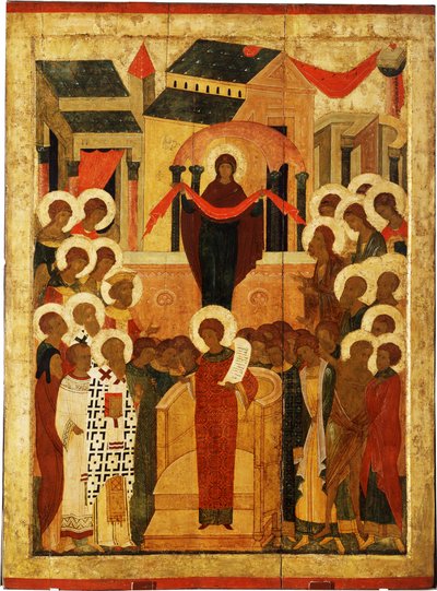 The Protection of the Mother of God Pokrov by Anonymous Russian icon painter