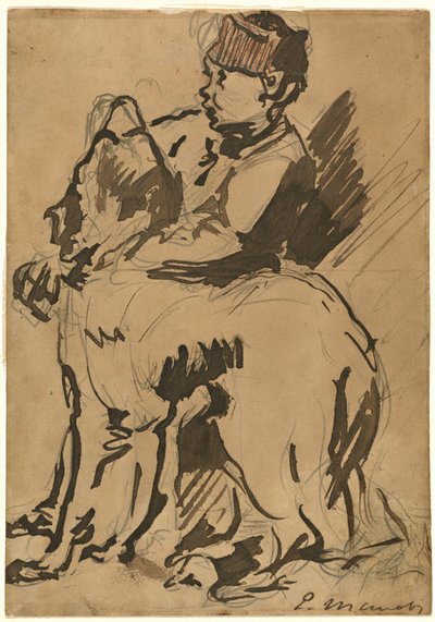 A Boy Holding His Dog by Anonymous artist after Edouard Manet