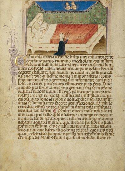 Sister Guliema Praying to Saints Aimo and Vermondo on Behalf of Her Sick Sister, Maria, the Wife of Andreas de Confalonieri of Milan by Anovelo da Imbonate