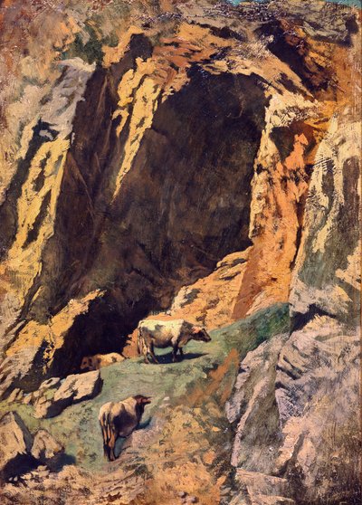 Rock Crevice with Cows by Anselm Feuerbach