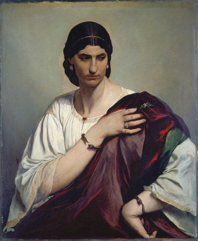 Lucrezia Borgia; Portrait of a Roman Woman in White Tunic and Red Robe, c.1862-66 by Anselm Feuerbach