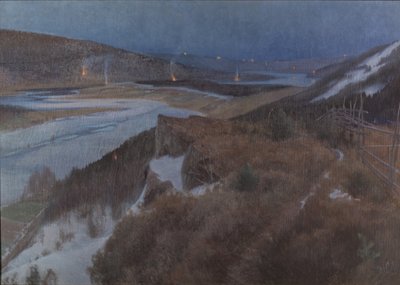 Walpurgis Night in Bergslagen, Grangärde in Dalarna, 1896 by Anshelm Leonard Schultzberg