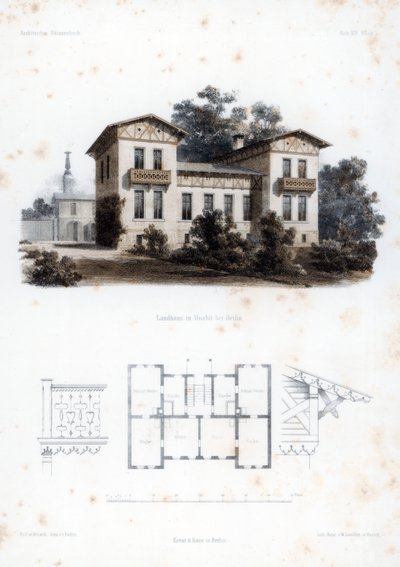 Design for a Country House in Moabit, near Berlin, Germany by Anst von W Loeillot