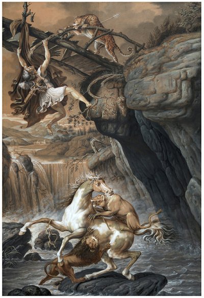 A Greek Warrior Attacked by a Leopard by Anthelme Francois Lagrenee