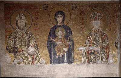 The Virgin sitting between John II Komnenos and his wife Irene of Hungary (Mosaic, 6th century) by Anthemius of and Miletus Isidore of Tralles