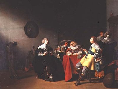 An Interior with Elegant Figures Reading by Anthonie  Palamedesz