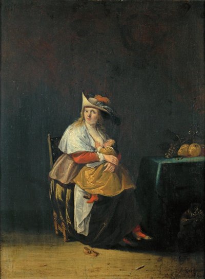The Five Senses: Taste, a Woman Nursing Her Child by Anthonie (1601-73) Palamedesz