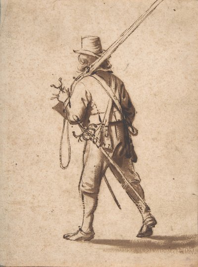 A Walking Musketeer, Seen from Behind, 17th Century by Anthonie Palamedesz