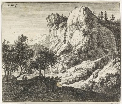 Wooden Bridge by a Rocky Landscape by Anthonie Waterloo