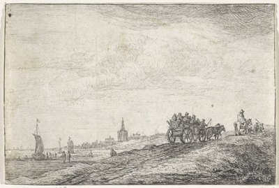 Coastline with Horse and Wagon by Anthonie Waterloo