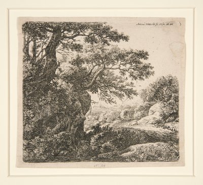 Man Sleeping Beside the Road, from a set of 6 etchings, B. 47-52 by Anthonie Waterloo