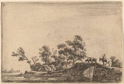 Rider and Flock on a Bridge by Anthonie Waterloo