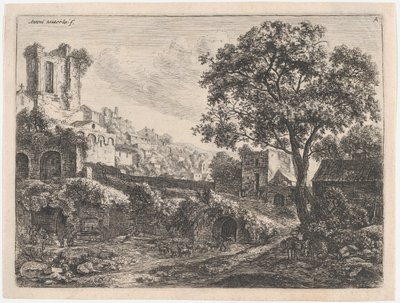 Ruin at the Entrance of a Town by Anthonie Waterloo