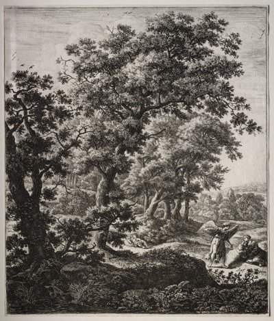 Six Large Upright Landscapes with Scenes from the Old Testament: Hagar Comforted by the Angel by Anthonie Waterloo