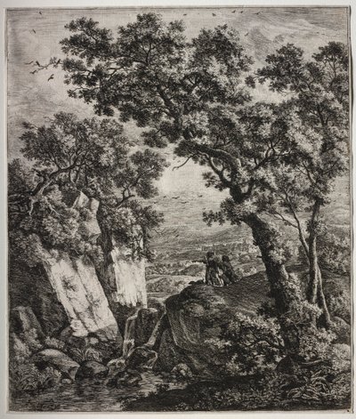 Six Large Upright Landscapes with Scenes from the Old Testament: Tobias and the Angel by Anthonie Waterloo