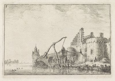 City Wall Seen from the Water (Landscapes with Buildings) by Anthonie Waterloo