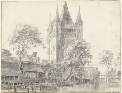 City Gate Altenbrücker Tor and Watermill in Lüneburg near Hamburg by Anthonie Waterloo