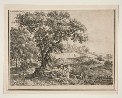 The Edge of the Woods with Village on the Heights by Anthonie Waterloo
