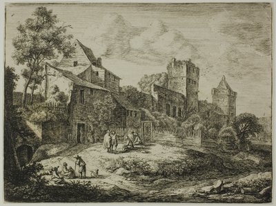 The Yard in front of the Inn, from Twelve Landscapes by Anthonie Waterloo